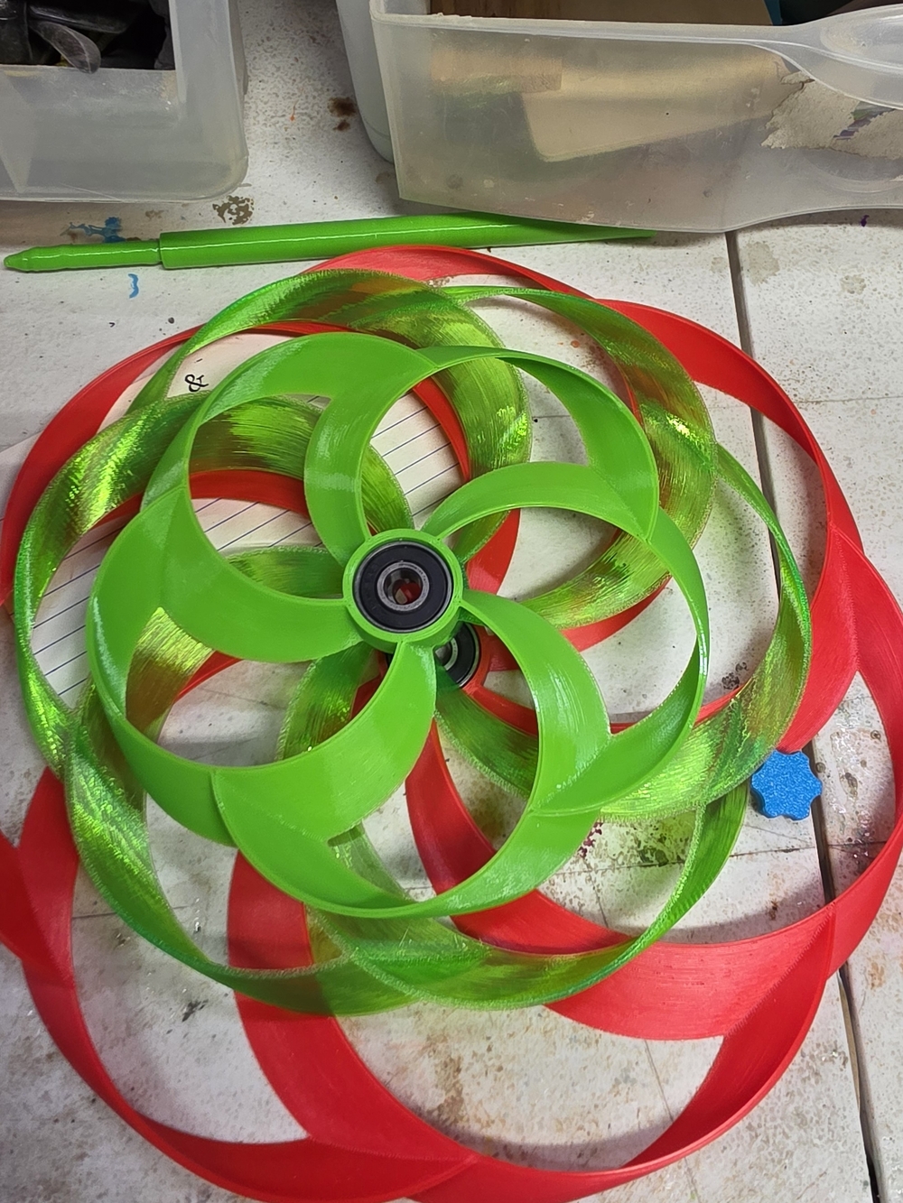 Green & Red Spiral Garden Spinner - Home Accent